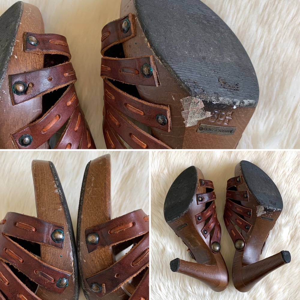 DOLCE & GABBANA Leather Platform Sandals - Picture 8 of 8